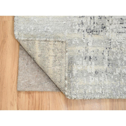 2'6"X10'1" Gray Modern Hand Spun Natural Wool Hand Knotted Runner Rug