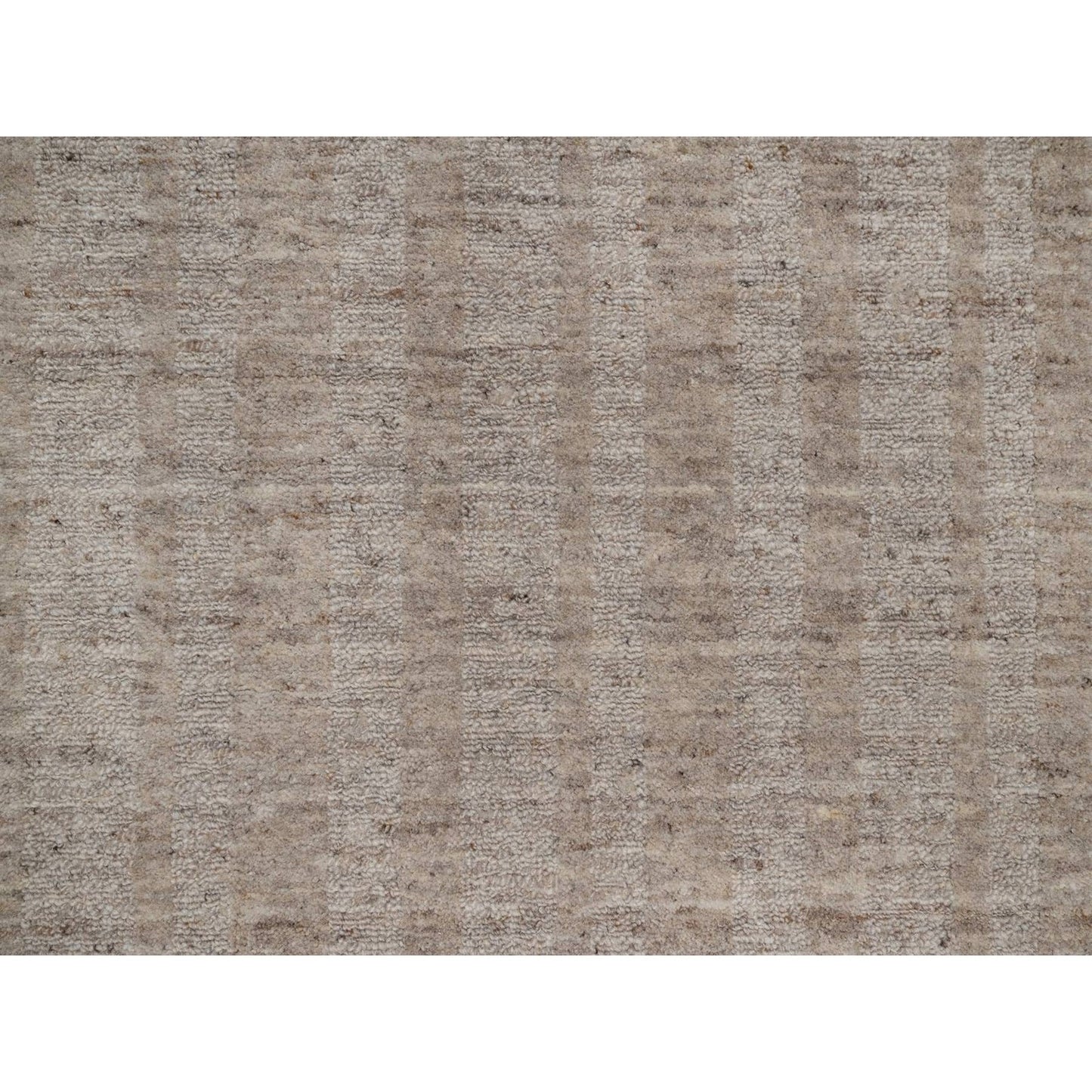 2'7"X10' Brown Natural Wool Salt And Pepper Effect Hand Loomed Runner Rug
