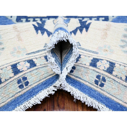 9'X11'5" Berry Blue Vintage Look Kazak Hand Knotted Wool Oriental Rug