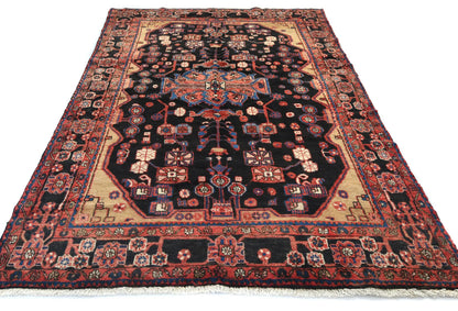 Tribal floral vintage oriental rug 5x8 ft handmade farmhouse entryway carpet