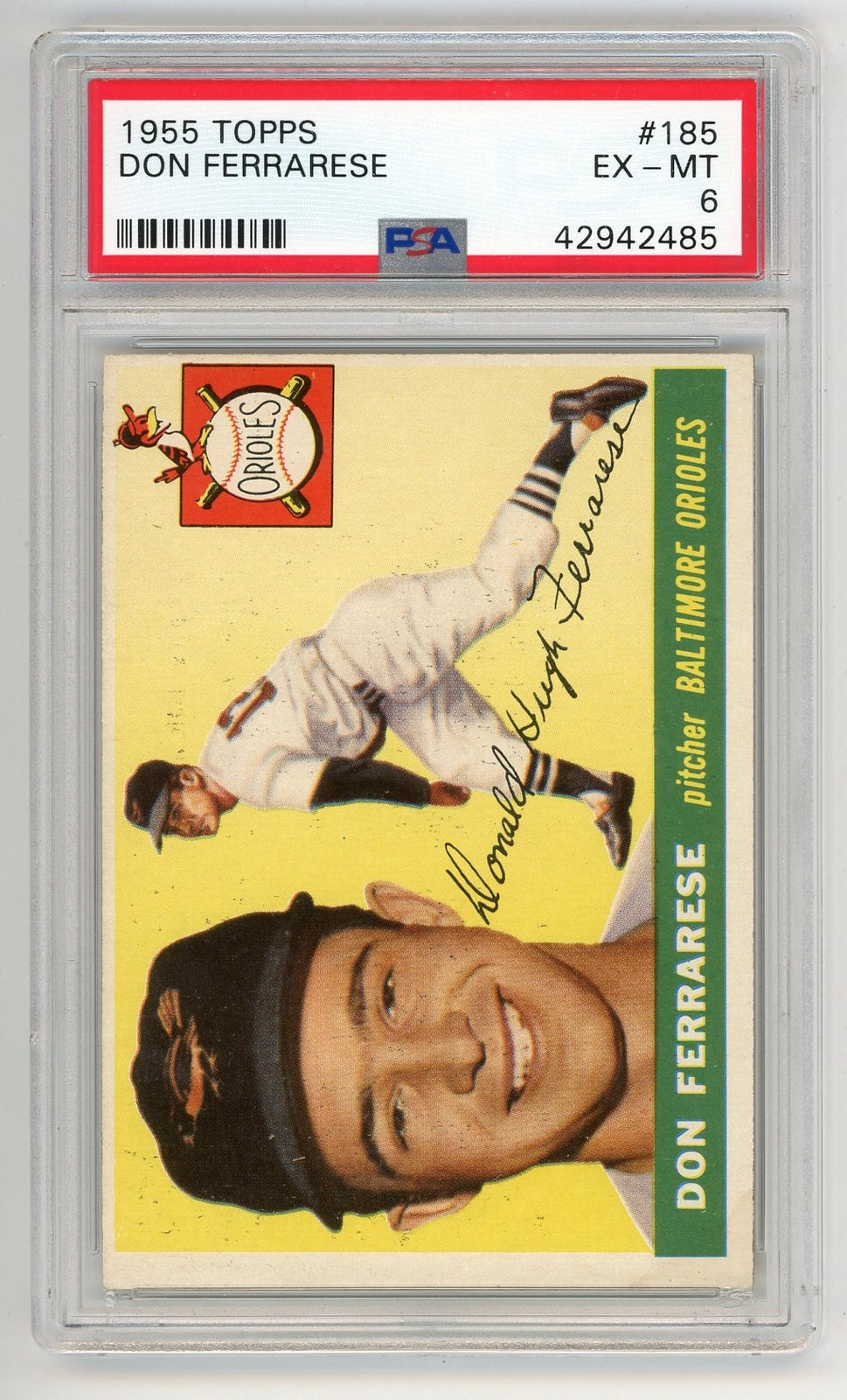 Don Ferrarese 1955 Topps #185 Psa 6