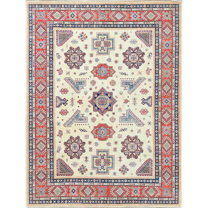 8'10"X11'9" Afghan Special Kazak Shiny Wool Hand Knotted Ivory Rug