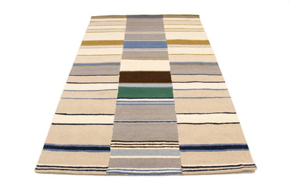 Hand-Tufted Multicolored Stripes Design Plush Rug