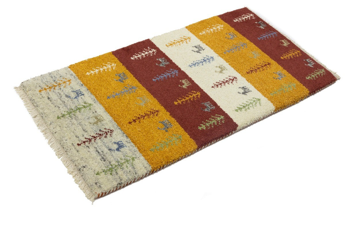 Handmade Multicolored Tribal Indo-Gabbeh Oriental Rug Plush Wool Carpet 2X4 ft