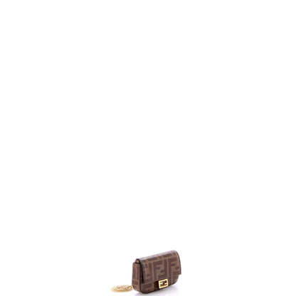 Fendi Chain Baguette Charm Bag Zucca Coated Canvas Nano