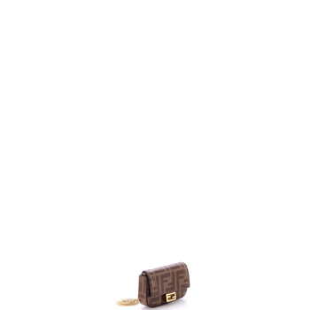 Fendi Chain Baguette Charm Bag Zucca Coated Canvas Nano