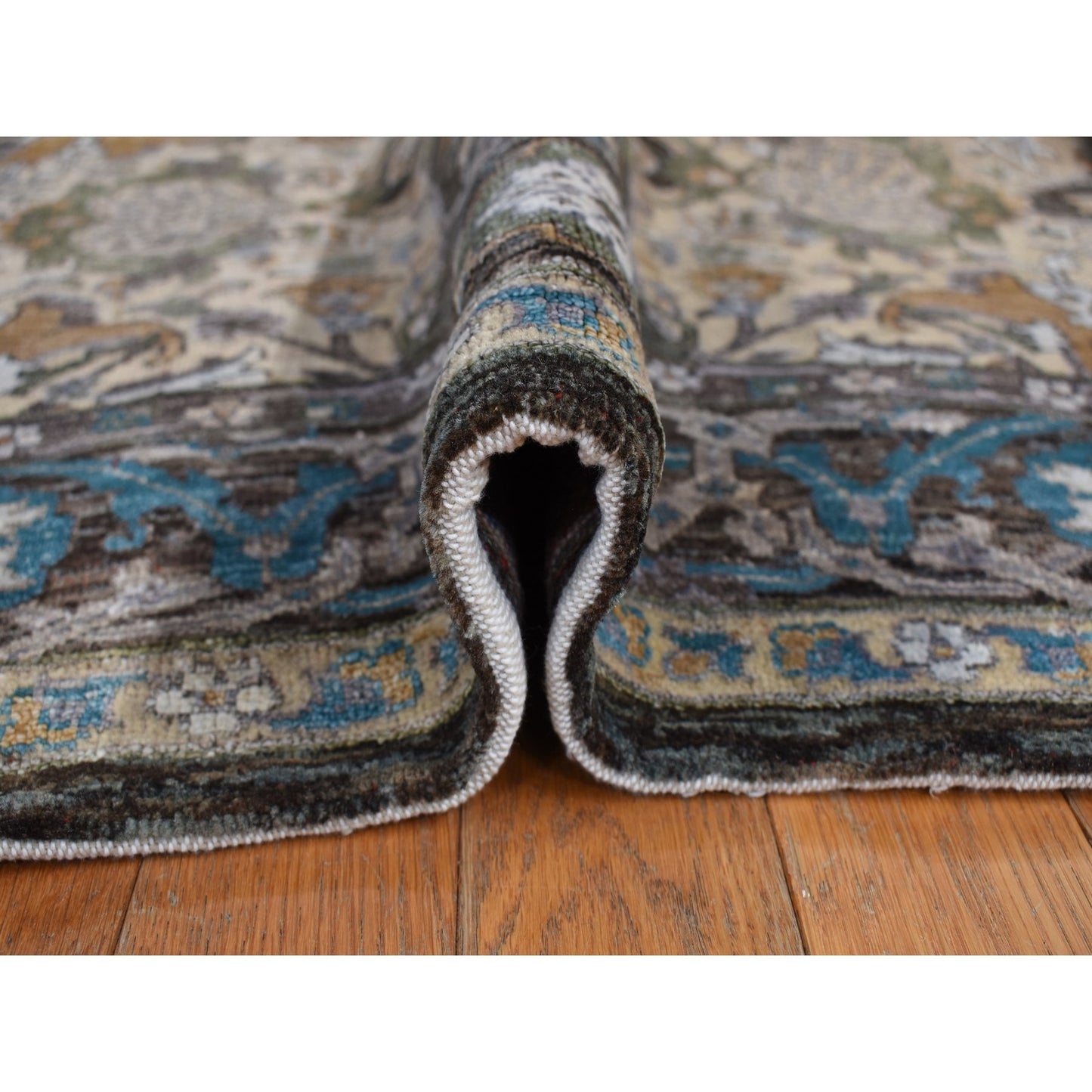 8'3"X9'9" Brown Zoroastrian Influence Silk With Wool Hand Knotted Rug