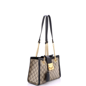 Gucci Padlock Chain Tote Gg Coated Canvas With Leather Small