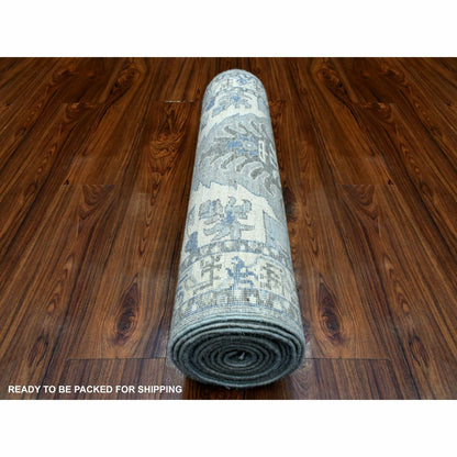 Rug 2'5"x11'7" Hand Knotted Gray Afghan Peshawar Wool Runner