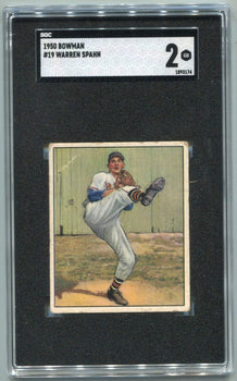 Warren Spahn 1950 Topps Card #19 Sgc Graded 2