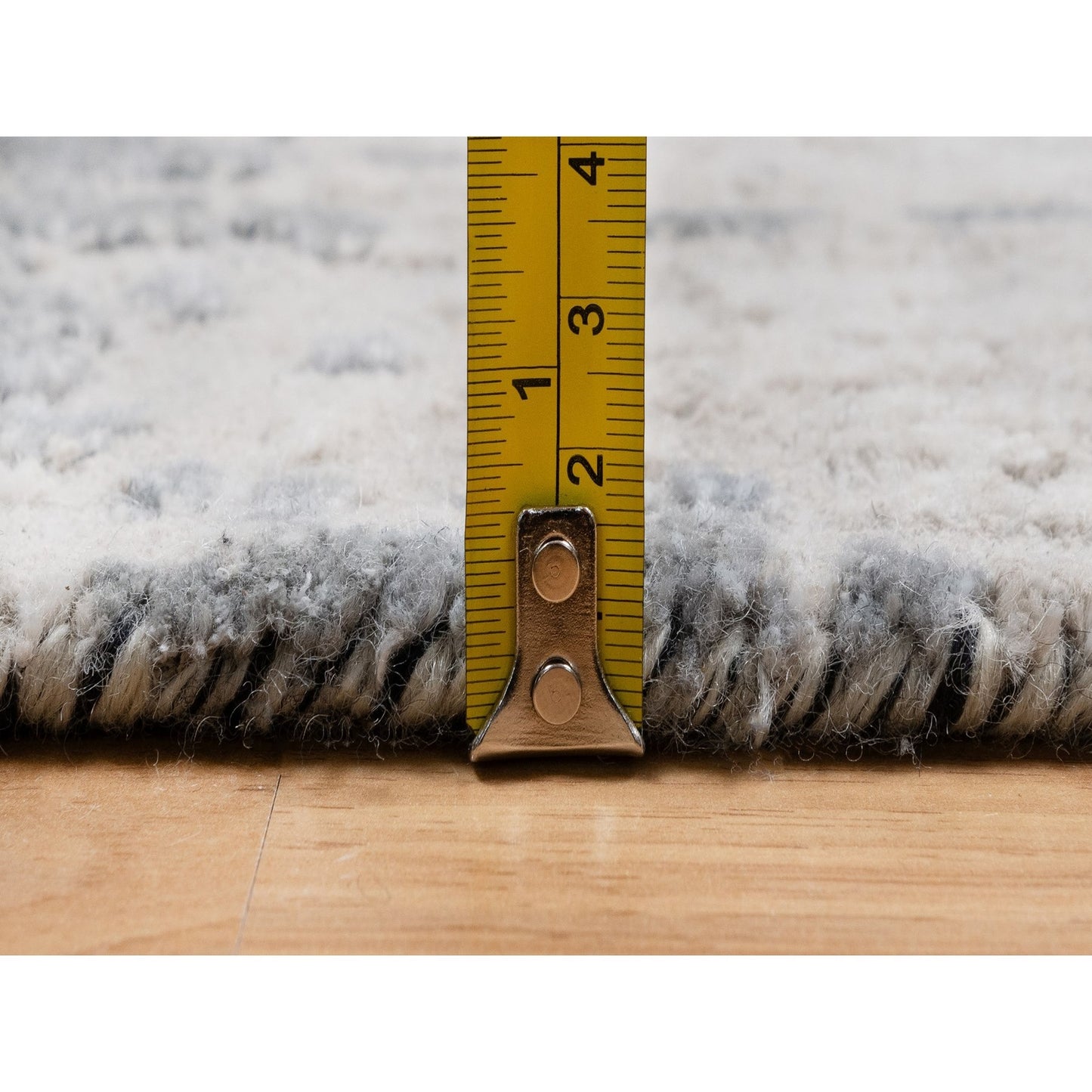 3'1"X5'3" Black Abstract Design Wool And Silk Hand Knotted Oriental Rug