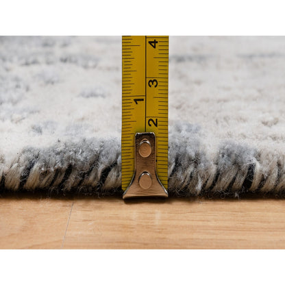 3'1"X5'3" Black Abstract Design Wool And Silk Hand Knotted Oriental Rug