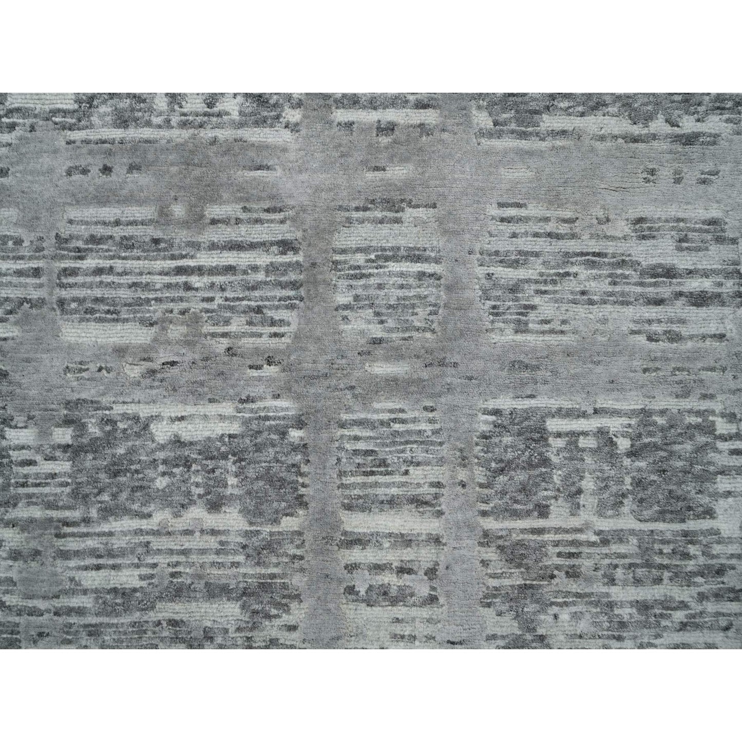 3'X5'1" Gray Modern Design Hand Spun Undyed Natural Wool Hand Knotted Rug