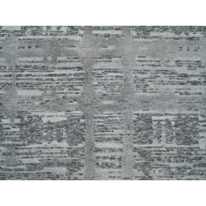 3'X5'1" Gray Modern Design Hand Spun Undyed Natural Wool Hand Knotted Rug