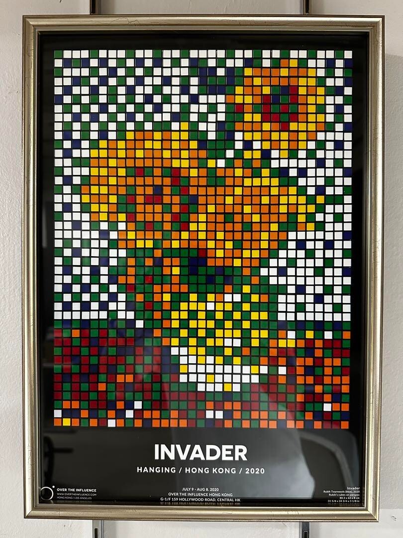 INVADER- Rubik Tournesols (blue) 2020 Hong Kong Exhibition Poster Limited to 250