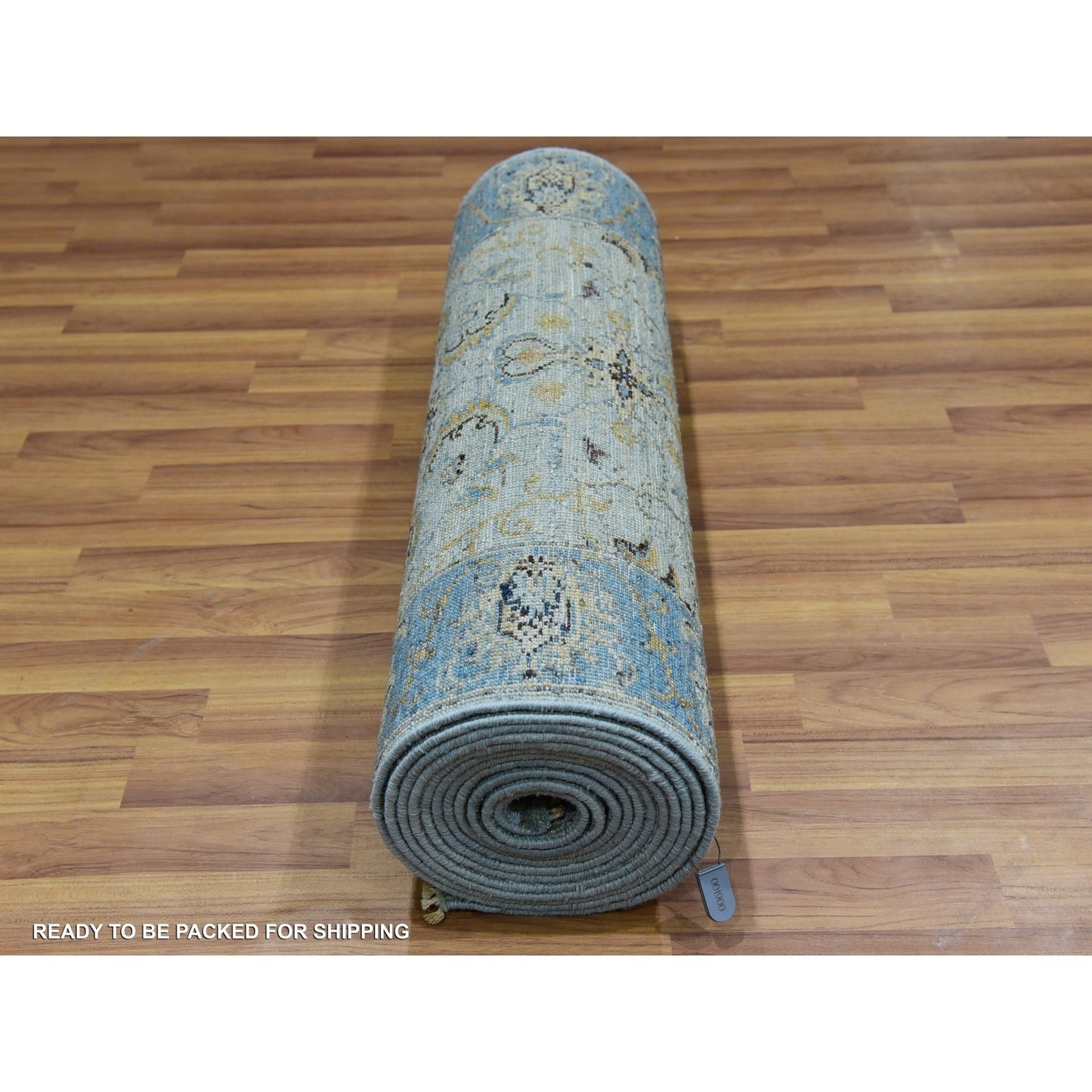 2'8"X22' Aqua Frost Blue Soft Wool Shah Abbas Hand Knotted Xl Runner Rug