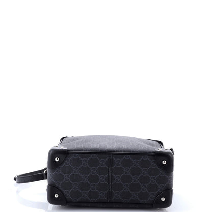 Gucci Trunk Shoulder Bag Gg Coated Canvas With Studded Leather