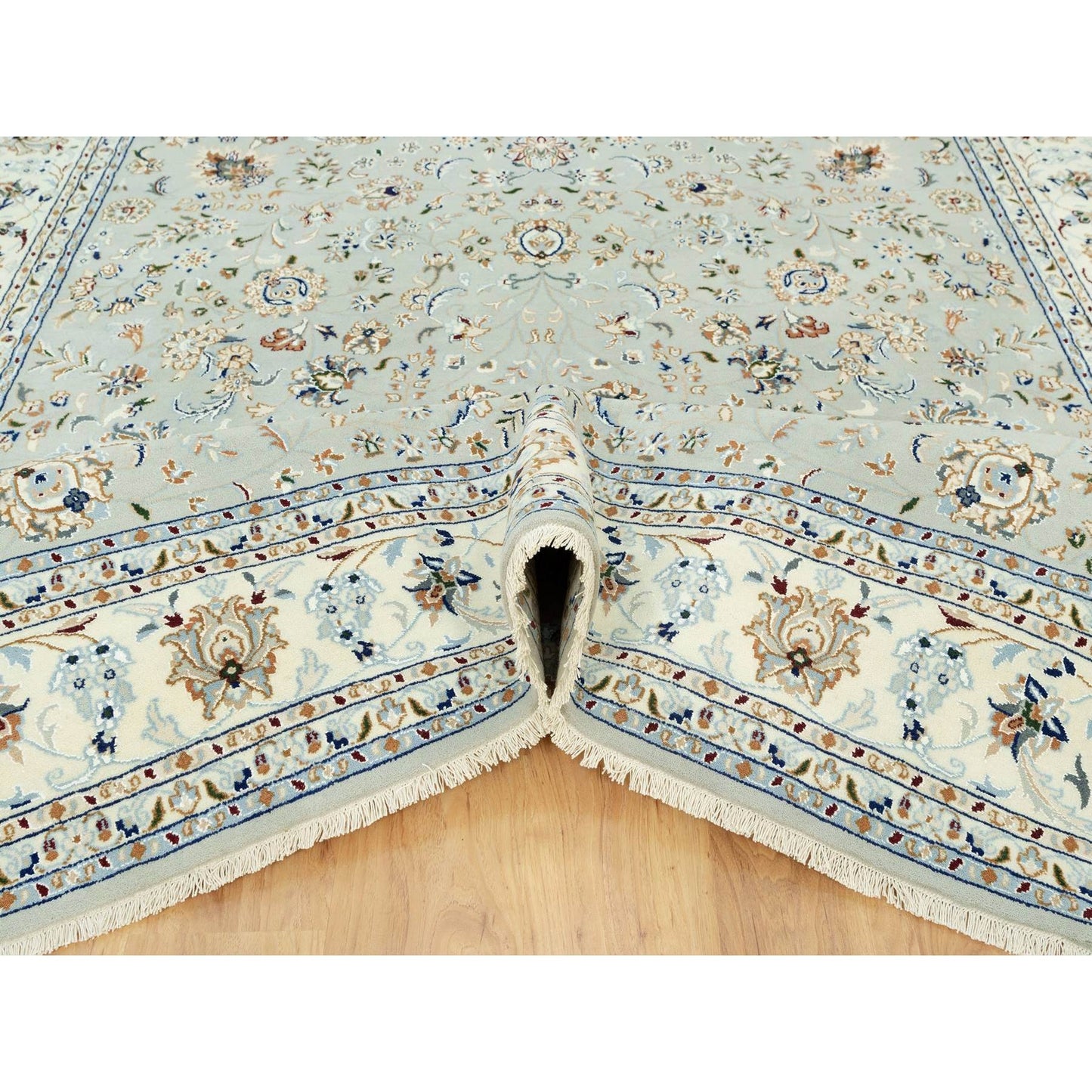 7'9"x10'3" Gray Nain Design Wool Hand Knotted Oriental Rug