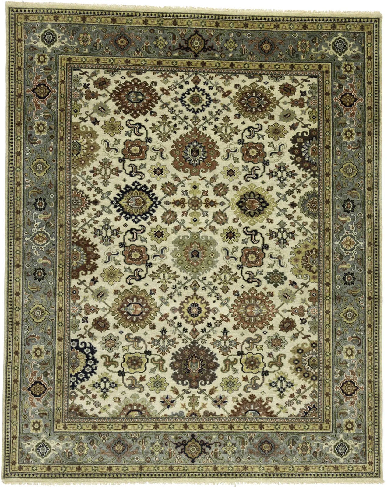 Wool Oriental Rug Geometric Style Carpet Farmho
