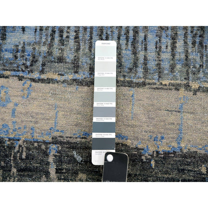 9'X12'5" Gray Brick Design Pure Wool Hand Knotted Oriental Rug