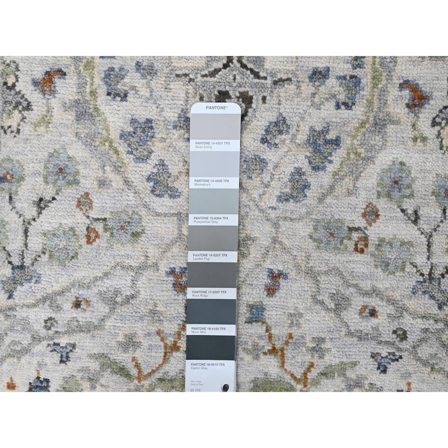 2'X3' Ice Gray Oushak Natural Wool Hand Knotted Mat Rug