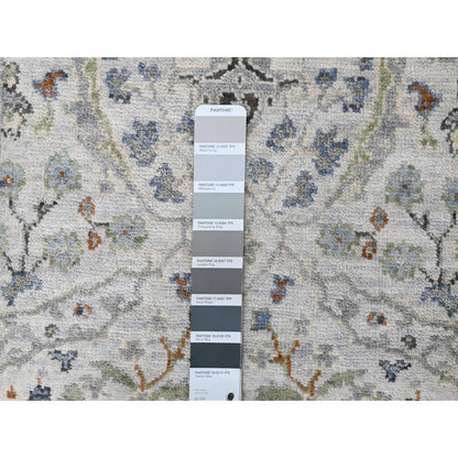 2'X3' Ice Gray Oushak Natural Wool Hand Knotted Mat Rug