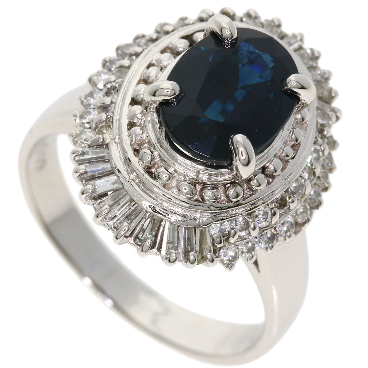 2.38Ct Sapphire Diamond Ring Platinum Pt900  8.7G