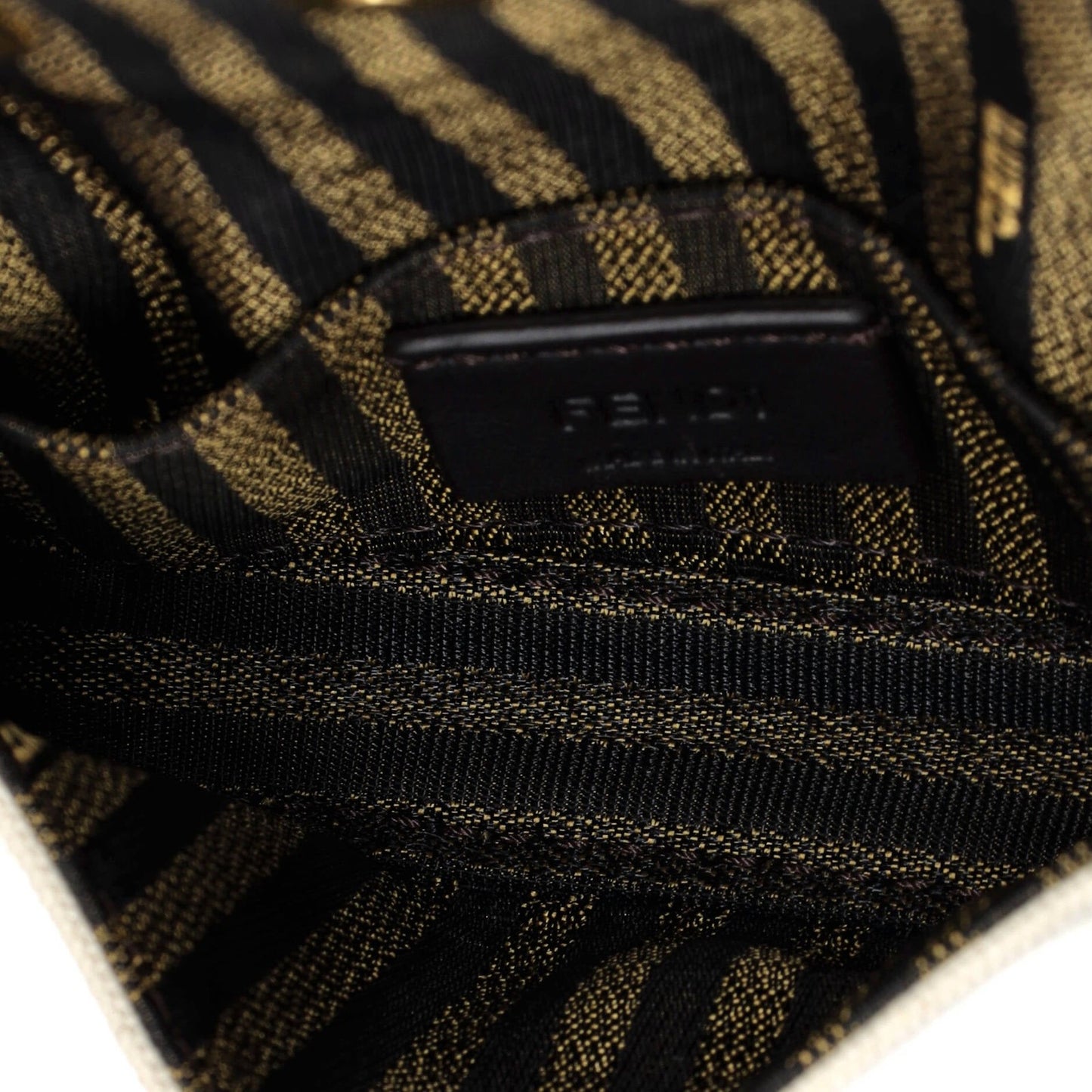 Fendi Chain Baguette Charm Bag Zucca Embroidered Canvas Nano