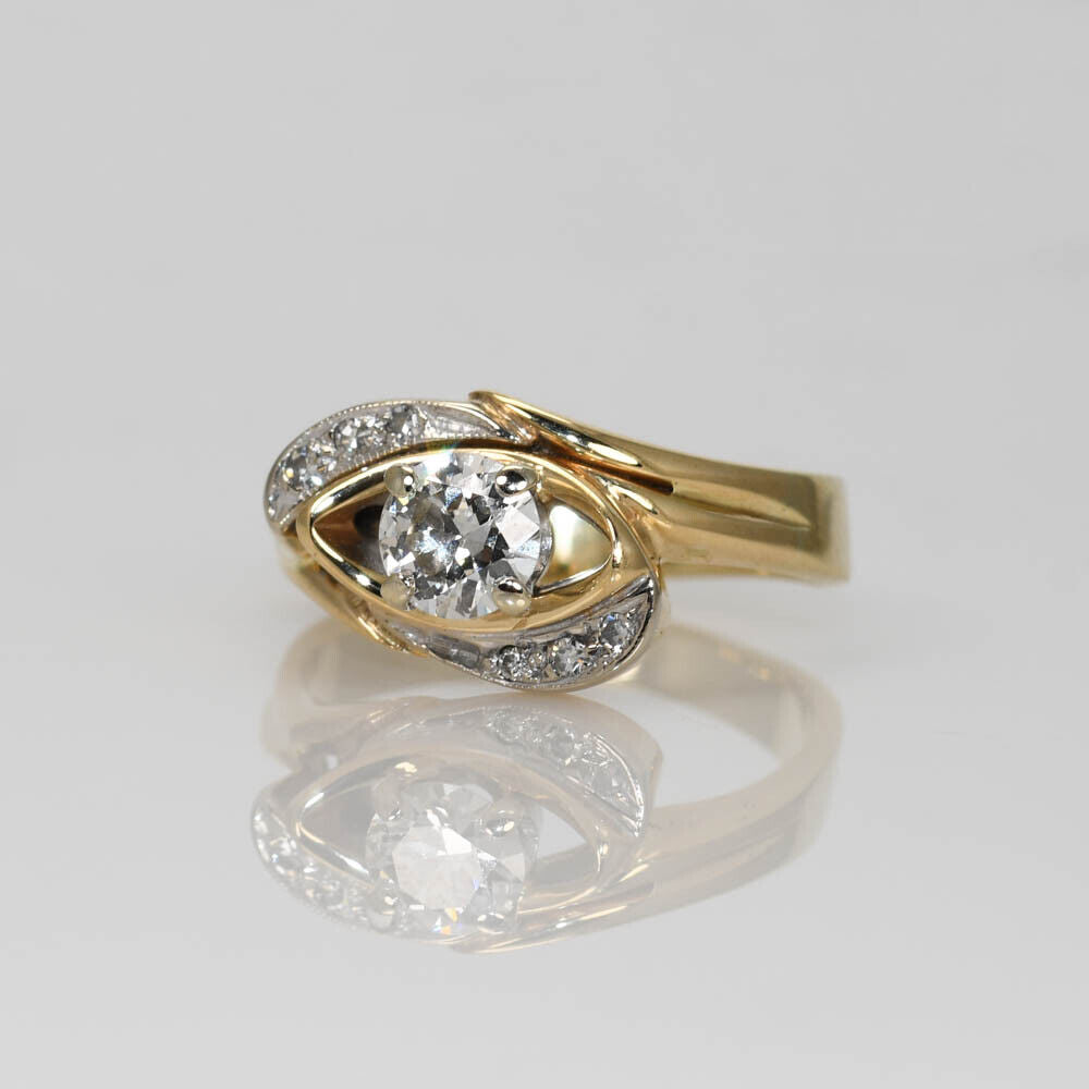 13K Yellow Gold Vintage Diamond Ring 0.45Ct, 3.8Gr