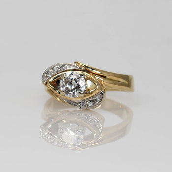 13K Yellow Gold Vintage Diamond Ring 0.45Ct, 3.8Gr