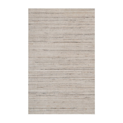 5'X8' White Variegated Textured Modern Design Pure Wool Hand Loomed Rug