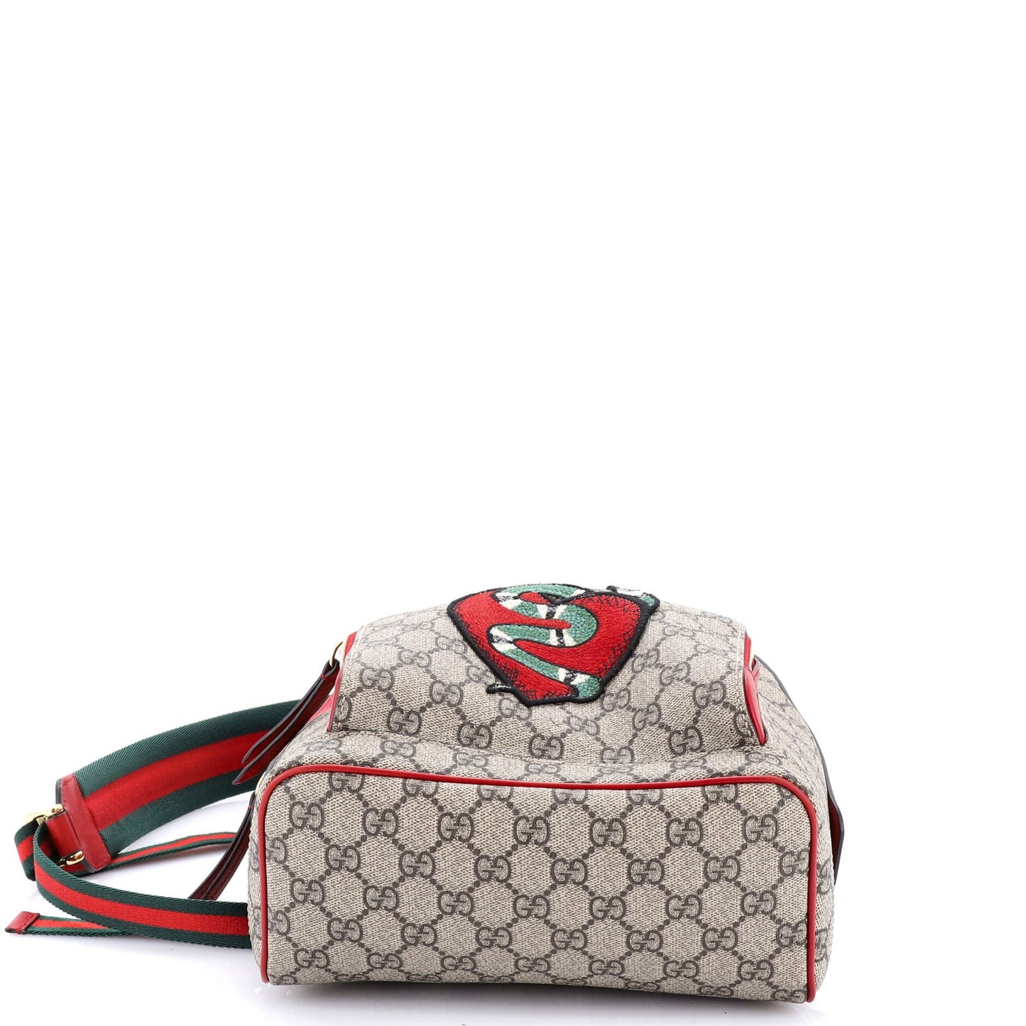 Gucci Zip Pocket Backpack Embroidered Gg Coated Canvas Small