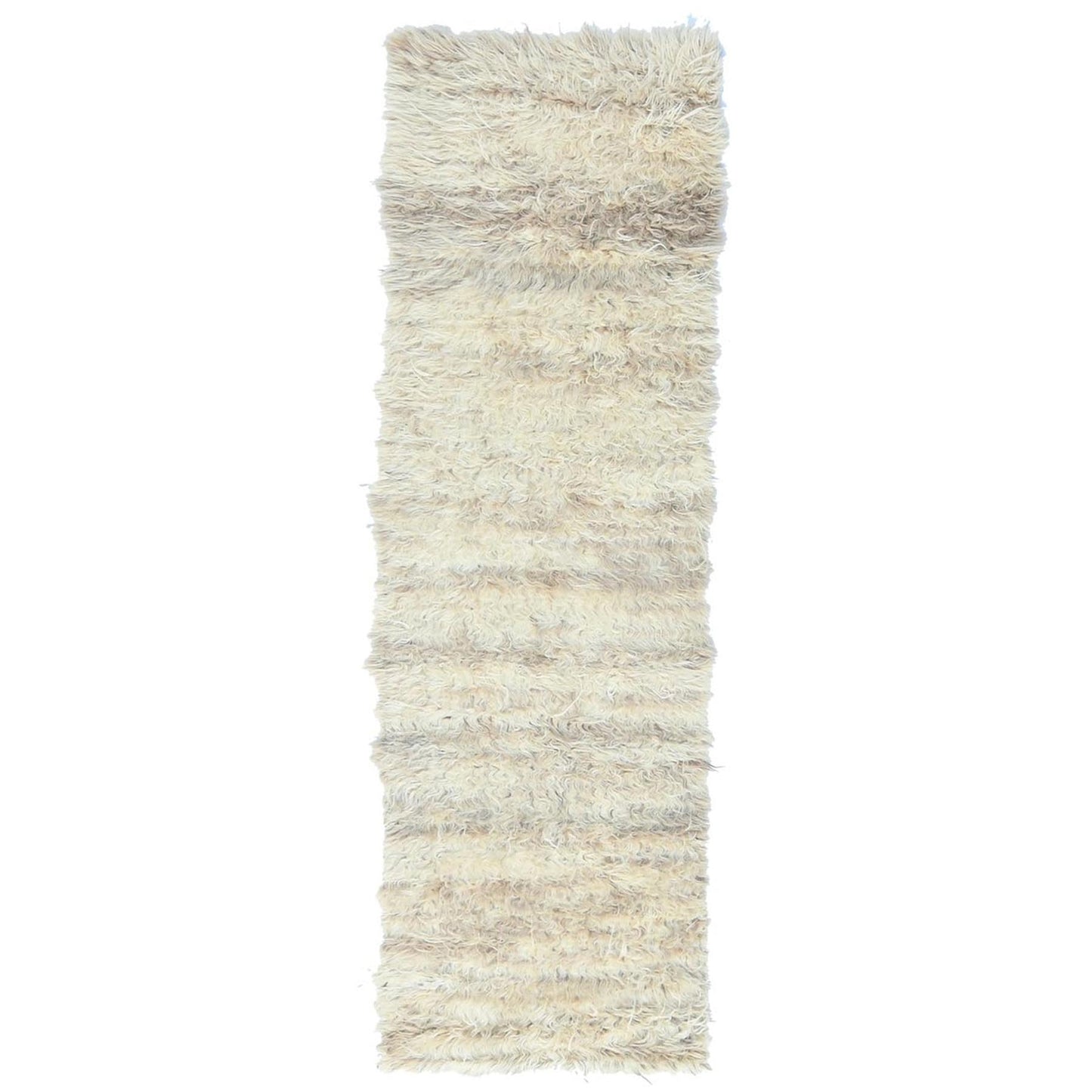 2'6"X8' Ivory Moroccan Berber Extra Soft Wool Hand Knotted Runner Rug