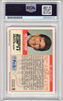 Joe Theismann 1989 Topps Pro Set Autographed Card Psa Gem Mt 10 Auto Card