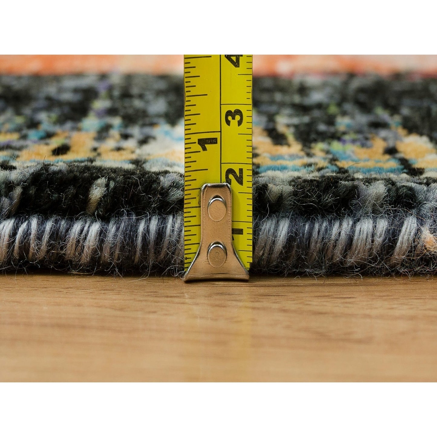 6'1"X6'1" Orange Ancient Ottoman Erased Design Wool Handknotted Round Rug