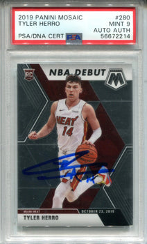 Tyler Herro 2019 Panini Mosaic #223 Psa Mint 9/Auto Authentic Card