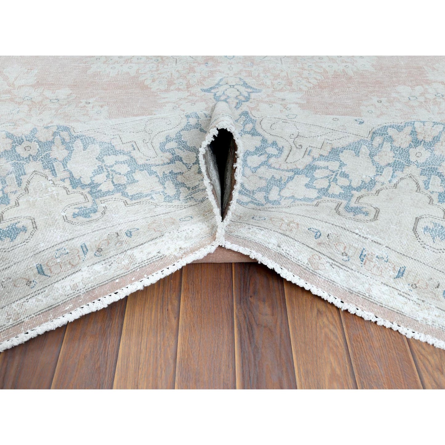 10'1"X14'2" Hand Knotted Almond Brown Vintage Farsian Karman Wool Rug