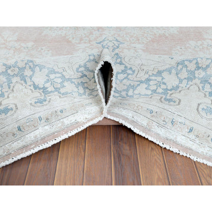 10'1"X14'2" Hand Knotted Almond Brown Vintage Farsian Karman Wool Rug