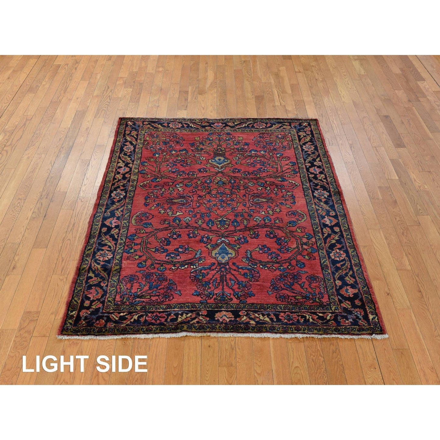 5'3"X6'7" Red Antique Zoroastrian Clean And Soft Wool Hand Knotted Rug