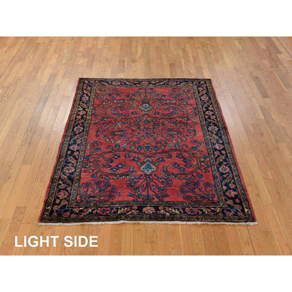 5'3"X6'7" Red Antique Zoroastrian Clean And Soft Wool Hand Knotted Rug