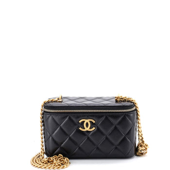 Chanel All Slide Long Vanity Case With Chain Quilted Lambskin Small