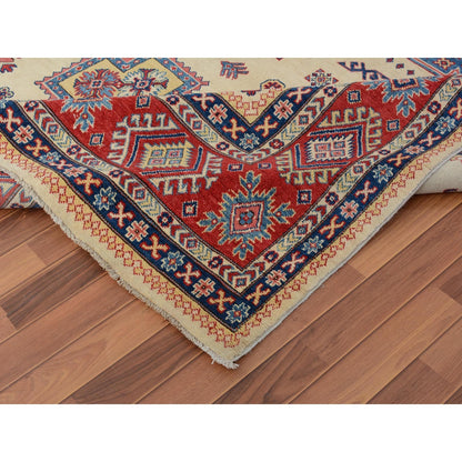 8'8"X12' Ivory Special Kazak Pure Wool Hand Knotted Oriental Rug