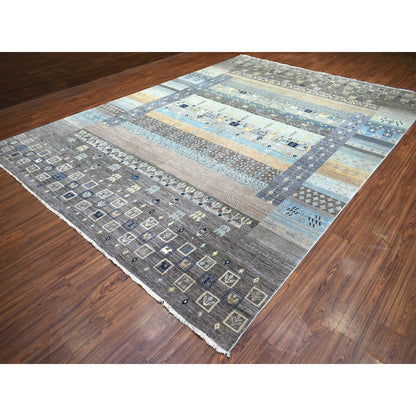 10'x13'8" Space Gray Afghan Kashkuli Soft Wool Hand Knotted Rug