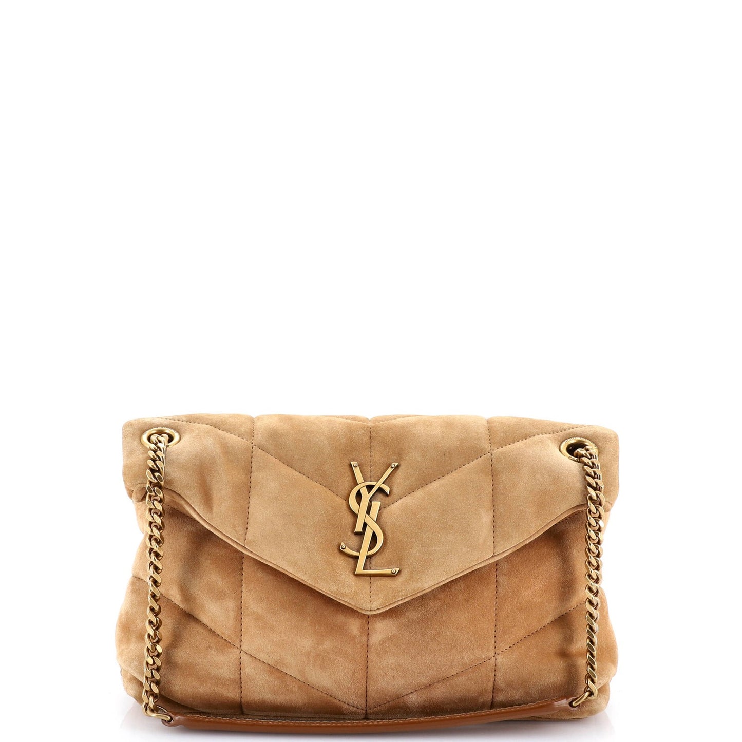 Saint Laurent Loulou Puffer Shoulder Bag Quilted Suede Small