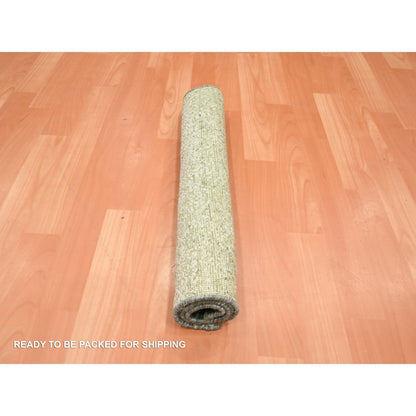 2'X3' Shades Of Green 100% Silk Textured With Gradation Design Sample Rug