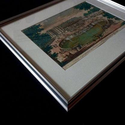Pierre Aveline 1687 Hand-Colored Engraving Chteau De St. Cloud France Antique