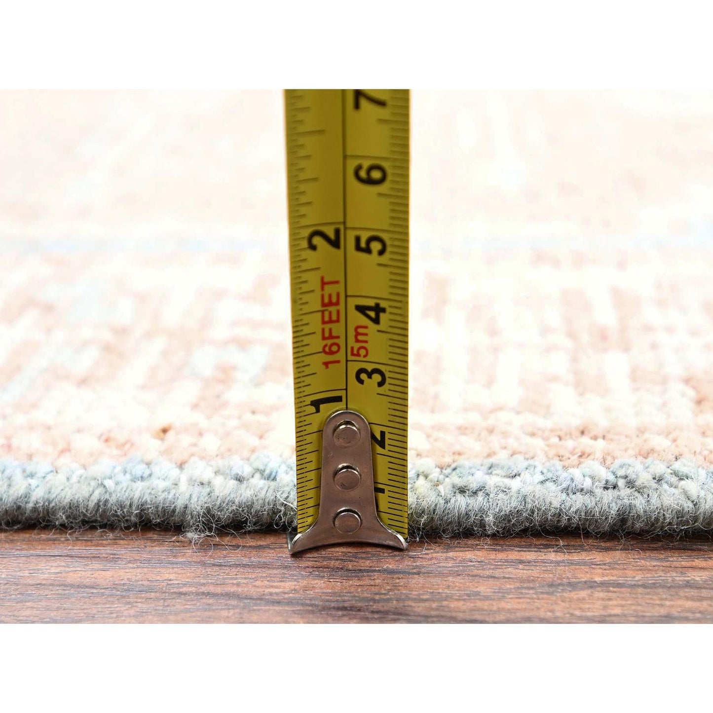 1'9"X3'1" Peach Color Wool Rug Anatolian Village Design Hand Knotted Mat