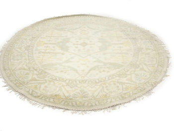 ft Handmade Cream Oushak Round Oriental Rug Floral Design Carpet Home Decor 8X8