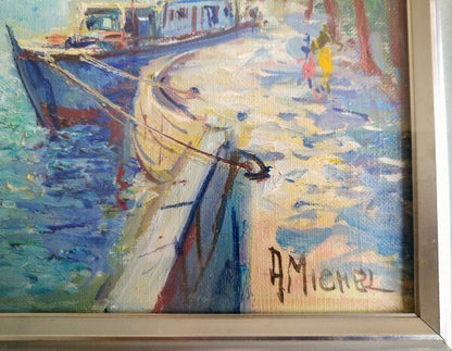 French Art Framed Signed Oil Painting Eiffel Tower Andre Paris