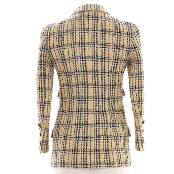 Chanel Women'S Vintage Four Pocket Pointed Collar Jacket Tweed